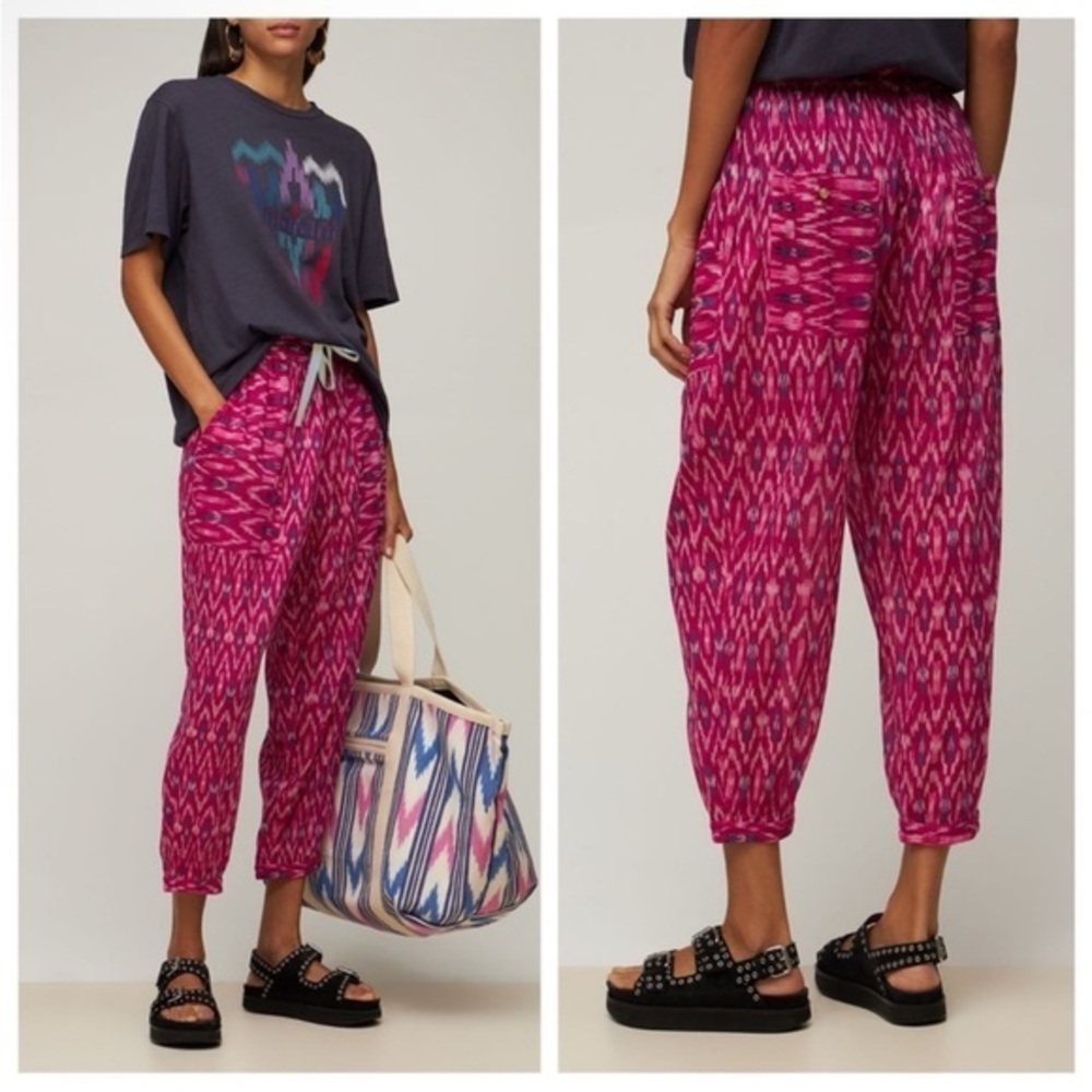 Isabel Marant Lagen Fuchsia Ikat Print Cotton Pant EU 36 US 4 Small